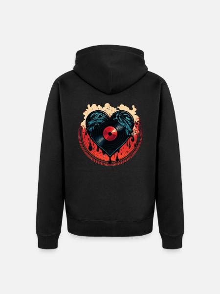 Disques d’amour - Veste à capuche bio Premium Unisexe - noir