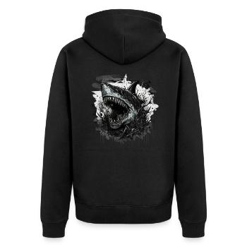 Shark in a bad mood - Unisex Premium Organic Zip Hoodie - black - Back - Nico (187cm)
