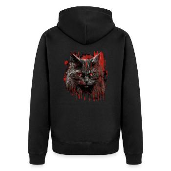 Maine Coon Horror - Unisex Premium Bio Zip Hoodie - Schwarz - Hinten - Nico (187cm)