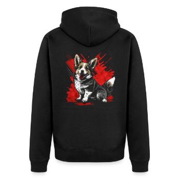 Corgi gallois - Veste à capuche bio Premium Unisexe - noir - Dos - Nico (187cm)