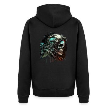 Zombie Astronaut - Unisex Premium Bio Zip Hoodie - Schwarz - Hinten - Nico (187cm)