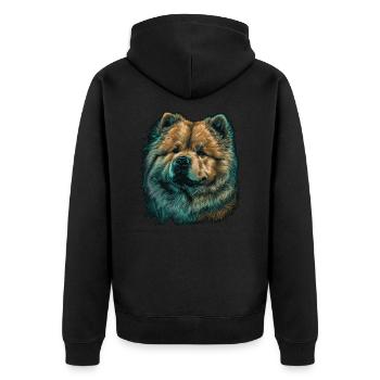 Chow Chow - Unisex Premium Bio Zip Hoodie - Schwarz - Hinten - Nico (187cm)