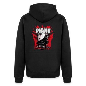 Piano - Unisex Premium Bio Zip Hoodie - Schwarz - Hinten - Nico (187cm)