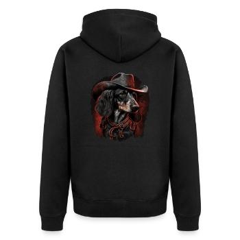 Teckel cow-boy - Veste à capuche bio Premium Unisexe - noir - Dos - Nico (187cm)