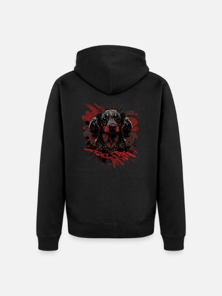 Chiot teckel - Veste à capuche bio Premium Unisexe - noir