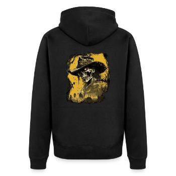 Untoter Cowboy - Unisex Premium Bio Zip Hoodie - Schwarz - Hinten - Nico (187cm)
