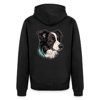 Border Collie - Unisex Premium Bio Zip Hoodie - Schwarz - Hinten - Nico (187cm)