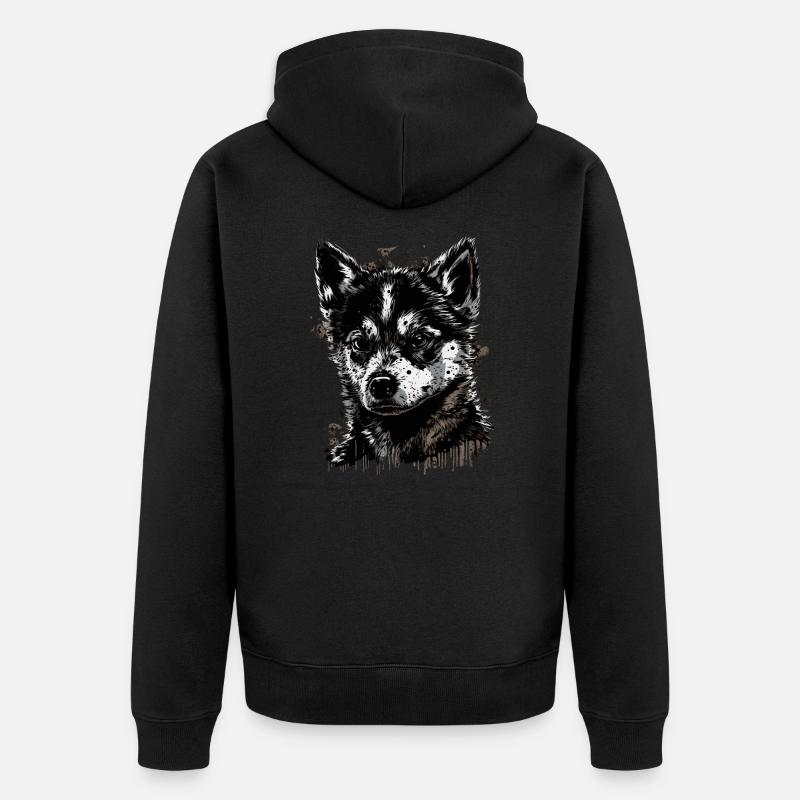 Chiot Husky - Veste à capuche bio Premium Unisexe - noir