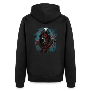 Gevatter Tod - Unisex Premium Bio Zip Hoodie - Schwarz - Hinten - Nico (187cm)