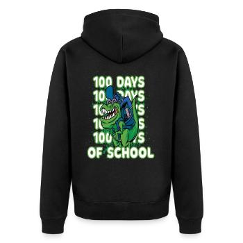 100 Days Of School Dinosaur T-Rex Kindergarten - Unisex Premium Organic Zip Hoodie - black - Back - Nico (187cm)