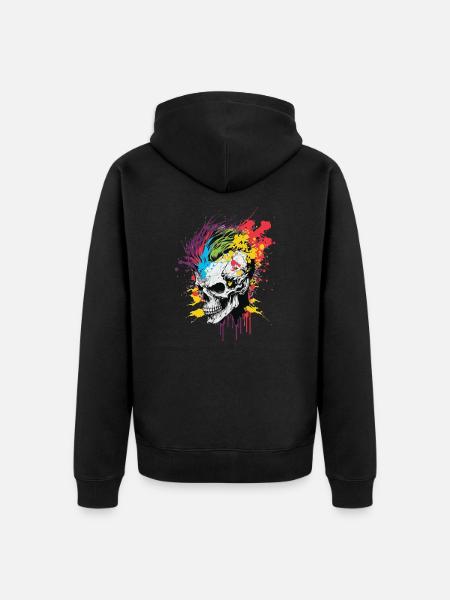 Rainbow Zombie Skull - Unisex Premium Organic Zip Hoodie - black
