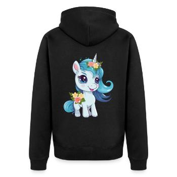 Licorne Fleurs Magie Fantaisie Dessin Animé Art Coloré - Veste à capuche bio Premium Unisexe - noir - Dos - Nico (187cm)