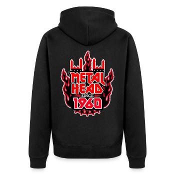 METALHEAD since 1960 - Unisex Premium Bio Zip Hoodie - Schwarz - Hinten - Nico (187cm)