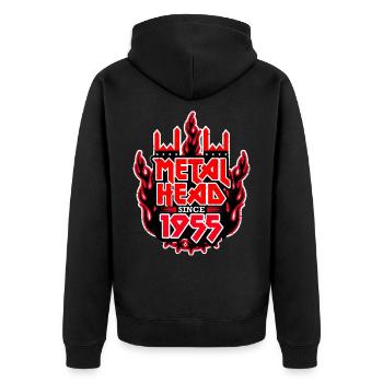 METALHEAD since 1955 - Unisex Premium Bio Zip Hoodie - Schwarz - Hinten - Nico (187cm)