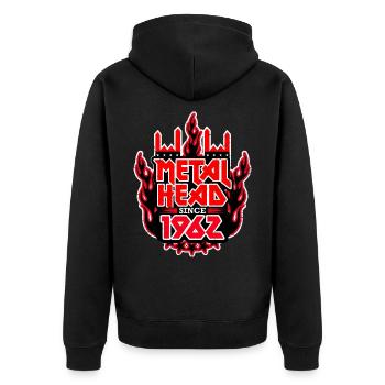 METALHEAD since 1962 - Unisex Premium Bio Zip Hoodie - Schwarz - Hinten - Nico (187cm)