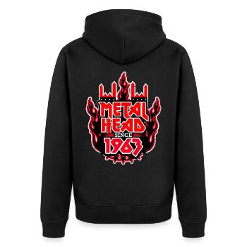 METALHEAD since 1963 - Unisex Premium Bio Zip Hoodie - Schwarz - Hinten - Nico (187cm)