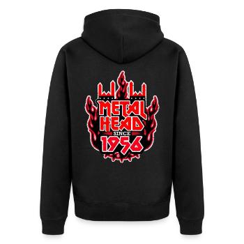 METALHEAD since 1956 - Unisex Premium Bio Zip Hoodie - Schwarz - Hinten - Nico (187cm)