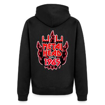 METALHEAD since 1965 - Unisex Premium Bio Zip Hoodie - Schwarz - Hinten - Nico (187cm)