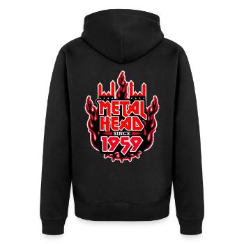 METALHEAD since 1959 - Unisex Premium Bio Zip Hoodie - Schwarz - Hinten - Nico (187cm)