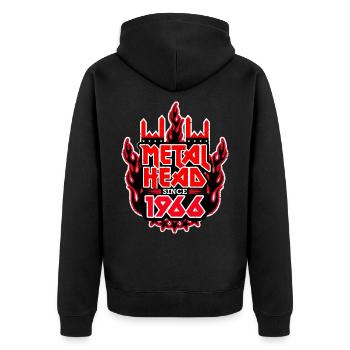 METALHEAD since 1966 - Unisex Premium Bio Zip Hoodie - Schwarz - Hinten - Nico (187cm)