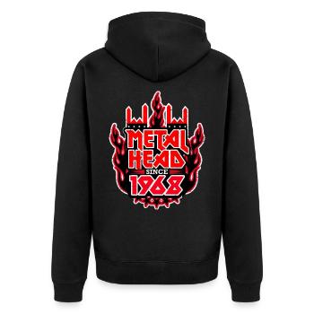METALHEAD since 1968 - Unisex Premium Bio Zip Hoodie - Schwarz - Hinten - Nico (187cm)