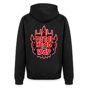 METALHEAD since 1969 - Unisex Premium Bio Zip Hoodie - Schwarz - Hinten - Nico (187cm)