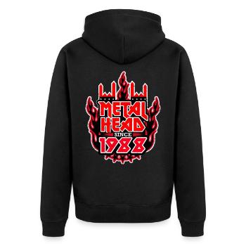METALHEAD since 1988 - Unisex Premium Bio Zip Hoodie - Schwarz - Hinten - Nico (187cm)
