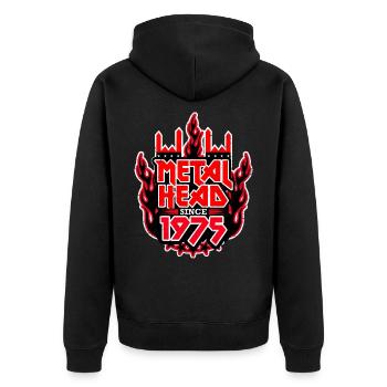 METALHEAD since 1975 - Unisex Premium Bio Zip Hoodie - Schwarz - Hinten - Nico (187cm)