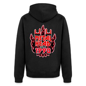METALHEAD since 1990 - Unisex Premium Bio Zip Hoodie - Schwarz - Hinten - Nico (187cm)
