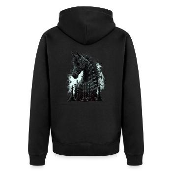 Knight Chess Horse - Unisex Premium Organic Zip Hoodie - black - Back - Nico (187cm)