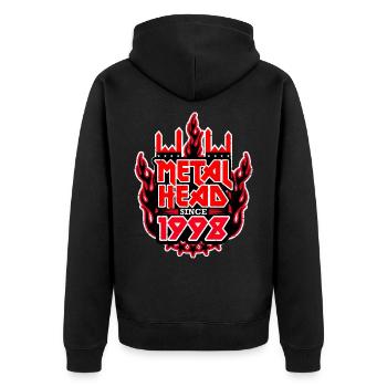 METALHEAD since 1998 - Unisex Premium Bio Zip Hoodie - Schwarz - Hinten - Nico (187cm)