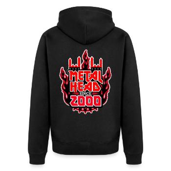 METALHEAD since 2000 - Unisex Premium Bio Zip Hoodie - Schwarz - Hinten - Nico (187cm)