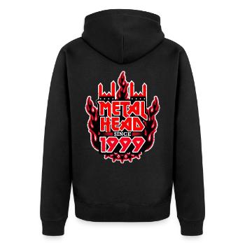 METALHEAD since 1999 - Unisex Premium Bio Zip Hoodie - Schwarz - Hinten - Nico (187cm)
