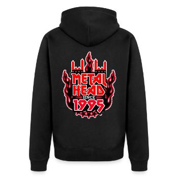 METALHEAD since 1995 - Unisex Premium Bio Zip Hoodie - Schwarz - Hinten - Nico (187cm)