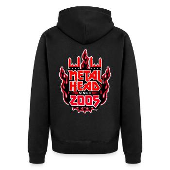 METALHEAD since 2005 - Unisex Premium Bio Zip Hoodie - Schwarz - Hinten - Nico (187cm)