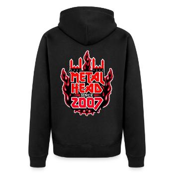 METALHEAD since 2007 - Unisex Premium Bio Zip Hoodie - Schwarz - Hinten - Nico (187cm)
