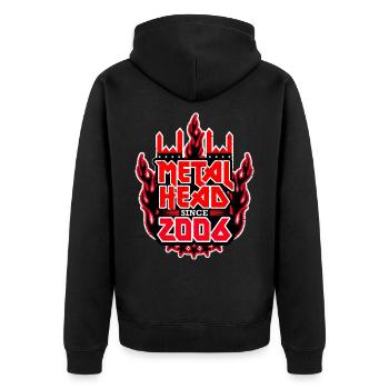 METALHEAD since 2006 - Unisex Premium Bio Zip Hoodie - Schwarz - Hinten - Nico (187cm)