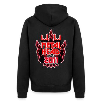 METALHEAD since 2011 - Unisex Premium Organic Zip Hoodie - black - Back - Nico (187cm)