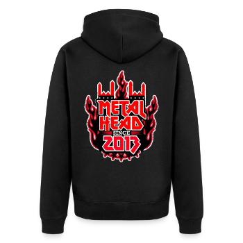 METALHEAD since 2013 - Unisex Premium Organic Zip Hoodie - black - Back - Nico (187cm)