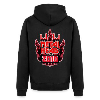 METALHEAD since 2010 - Unisex Premium Bio Zip Hoodie - Schwarz - Hinten - Nico (187cm)