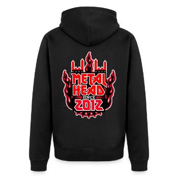 METALHEAD since 2012 - Unisex Premium Bio Zip Hoodie - Schwarz - Hinten - Nico (187cm)