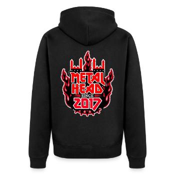 METALHEAD since 2017 - Unisex Premium Bio Zip Hoodie - Schwarz - Hinten - Nico (187cm)