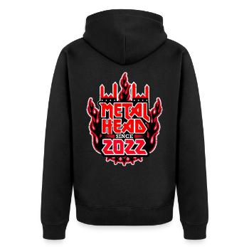 METALHEAD since 2022 - Unisex Premium Bio Zip Hoodie - Schwarz - Hinten - Nico (187cm)