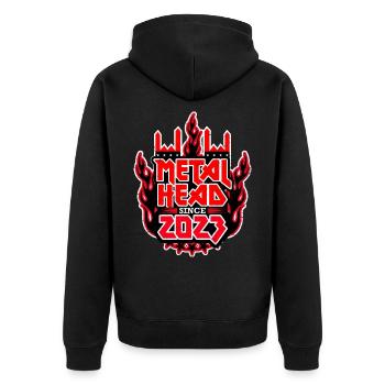 METALHEAD since 2023 - Unisex Premium Bio Zip Hoodie - Schwarz - Hinten - Nico (187cm)