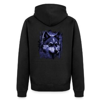 Husky Dog - Unisex Premium Bio Zip Hoodie - Schwarz - Hinten - Nico (187cm)