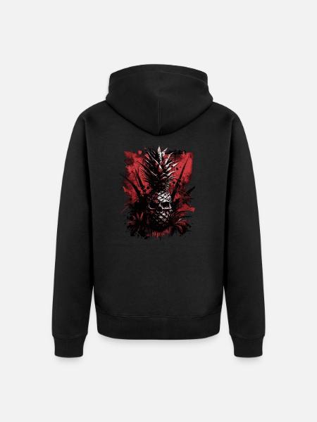 Fruit d’ananas effrayant - Veste à capuche bio Premium Unisexe - noir