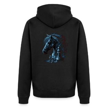 Knight Chess Horse - Unisex Premium Organic Zip Hoodie - black - Back - Nico (187cm)