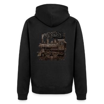 Steam locomotive - Unisex Premium Organic Zip Hoodie - black - Back - Nico (187cm)