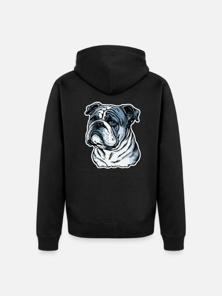 Grumpy English Bulldog - Unisex Premium Organic Zip Hoodie - black