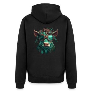 Une vache steampunk - Veste à capuche bio Premium Unisexe - noir - Dos - Nico (187cm)